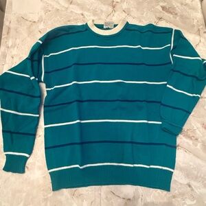 SMITH Men's Blue and White Striped Crewneck Sweater